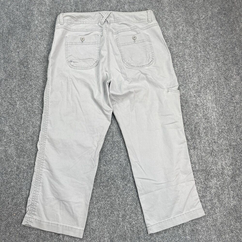 Eddie Bauer Shaw Fit Capri Pants Size 8 Gray Ribbed Tie Waist Hiking Outdoor - Picture 5 of 12
